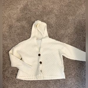 Pookie & Sebastian 3 button Hooded Cream Sweater NWOT